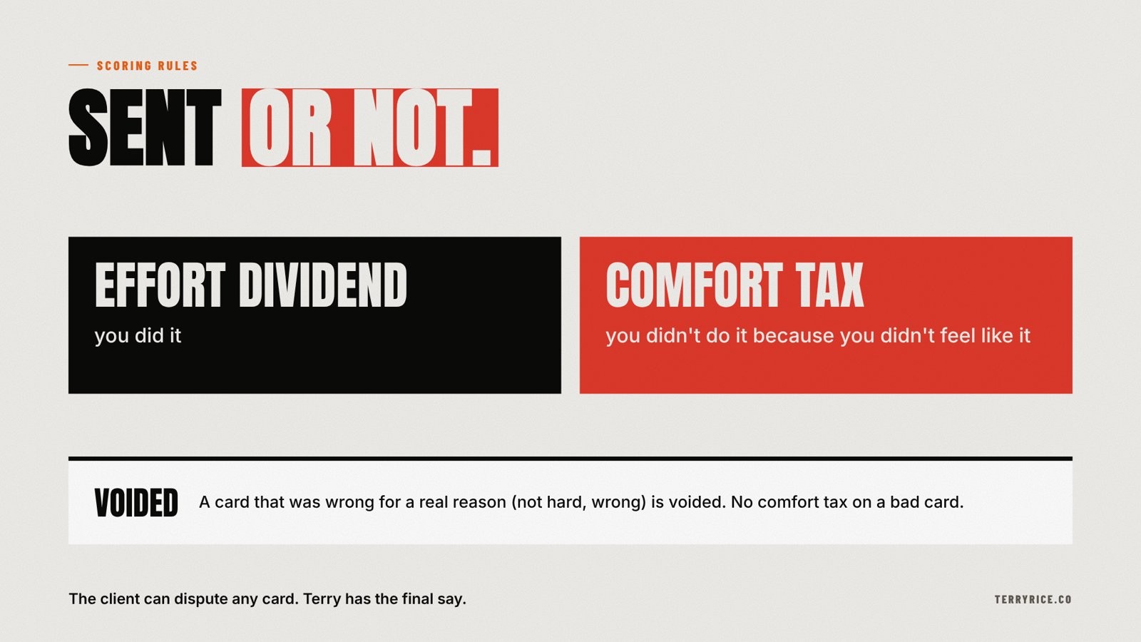 Scoring rules: effort dividend, comfort tax, voided